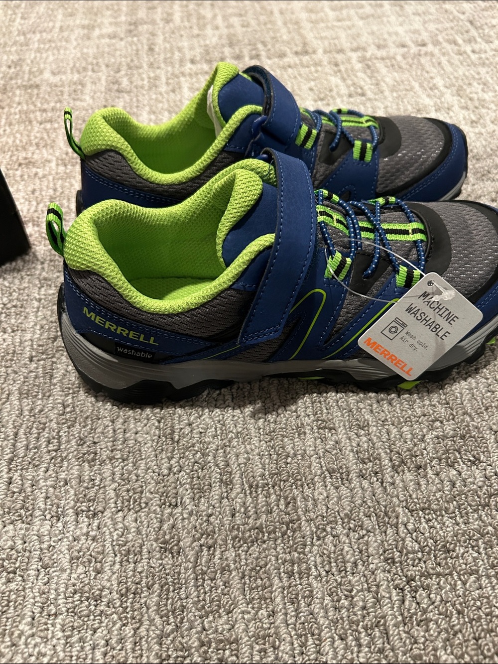 Merrell Kids Blue and Lime Green Trail Quest Sneakers